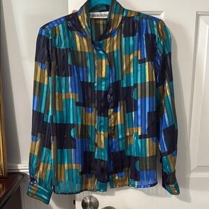 VTG Yves St. Clair Multicolor Geometric Blouse